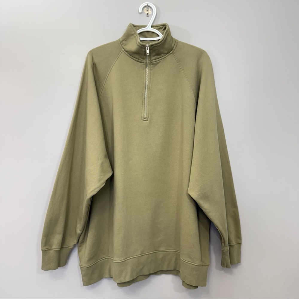 BRUNETTE THE LABEL - Not your boyfriend 1/2 zip sweater size L/XL in Olive - Picture 5 of 14